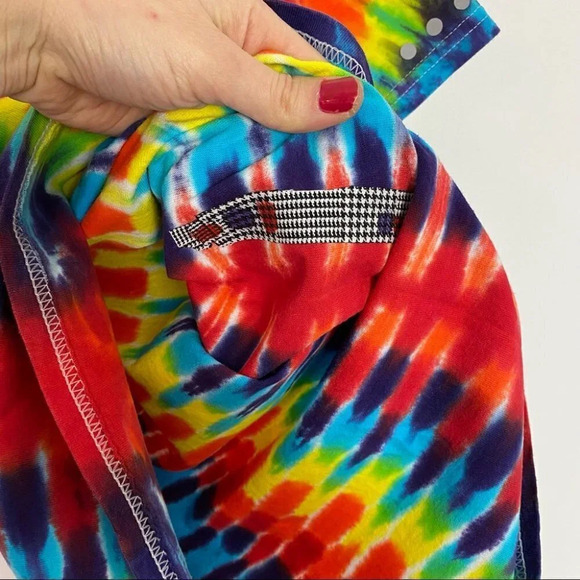 Reflective Colorful Tie Dye Retro Skater Custom Upcycled Tee Unisex Small Tshirt - Picture 16 of 16
